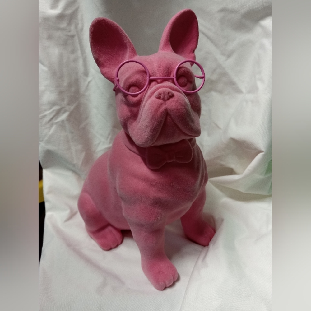 Pink Frenchie Bulldog Flocked Figurine 2024 Spritz Valentine's Day Target Decor